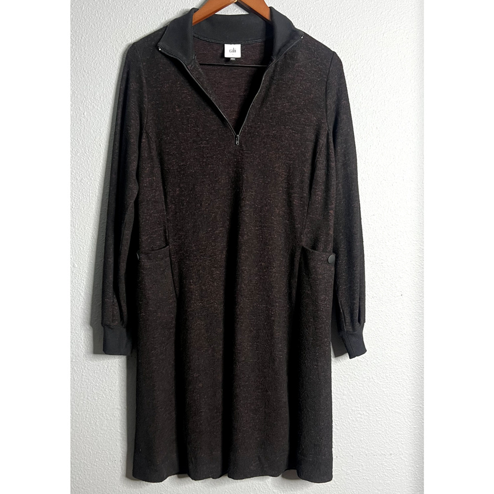 Cabi Cuddle Dress Size Sm Black Burgundy Red Whimsigoth 1/4 Zip Style #4215